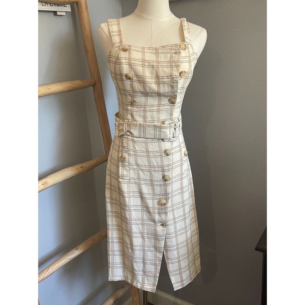 J.O.A. (Just One Answer) Asymmetrical Button Plaid Midi Dress